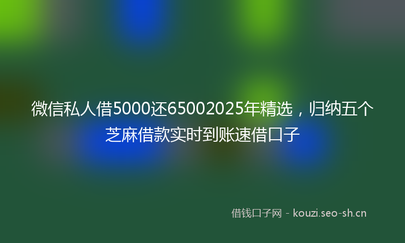 微信私人借5000还65002025年精选，归纳五个芝麻借款实时到账速借口子