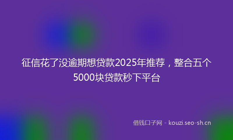 征信花了没逾期想贷款2025年推荐，整合五个5000块贷款秒下平台