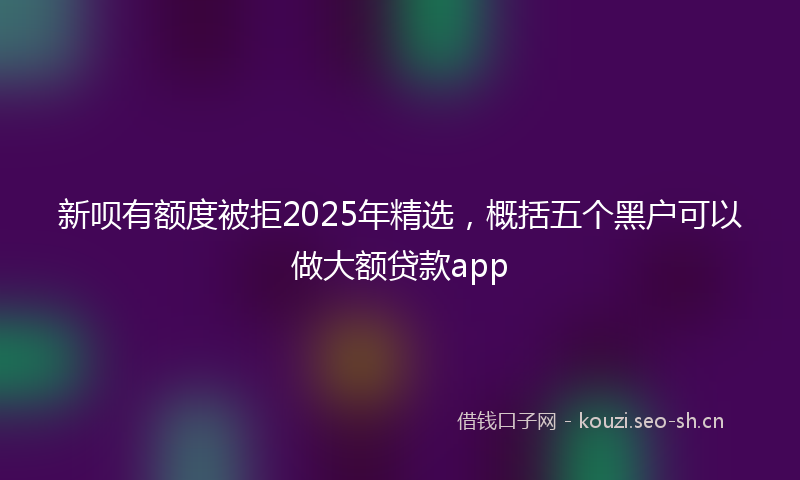 新呗有额度被拒2025年精选，概括五个黑户可以做大额贷款app