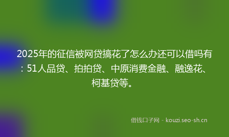 2025年的征信被网贷搞花了怎么办还可以借吗有：51人品贷、拍拍贷、中原消费金融、融逸花、柯基贷等。