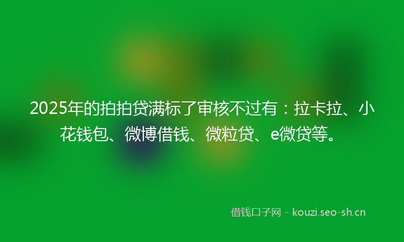 2025年的拍拍贷满标了审核不过有：拉卡拉、小花钱包、微博借钱、微粒贷、e微贷等。