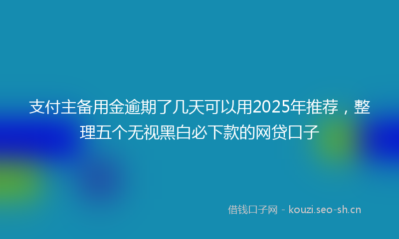 支付主备用金逾期了几天可以用2025年推荐，整理五个无视黑白必下款的网贷口子