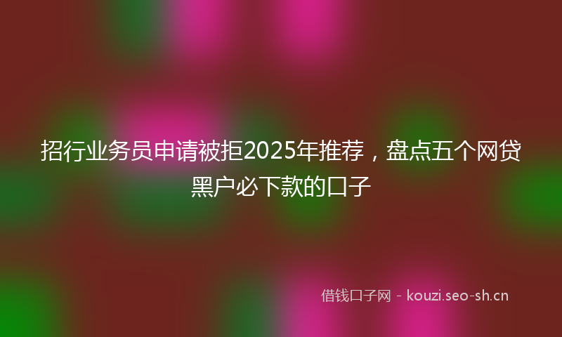 招行业务员申请被拒2025年推荐，盘点五个网贷黑户必下款的口子