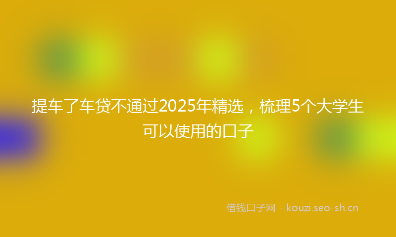 提车了车贷不通过2025年精选，梳理5个大学生可以使用的口子