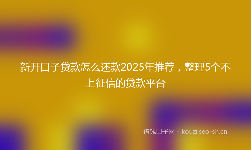 新开口子贷款怎么还款2025年推荐，整理5个不上征信的贷款平台