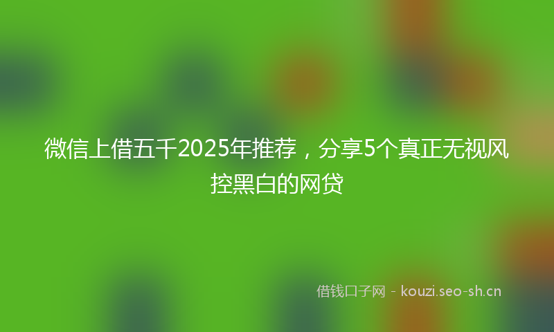 微信上借五千2025年推荐，分享5个真正无视风控黑白的网贷