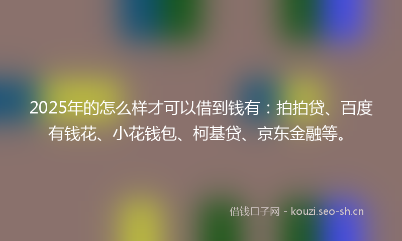 2025年的怎么样才可以借到钱有：拍拍贷、百度有钱花、小花钱包、柯基贷、京东金融等。