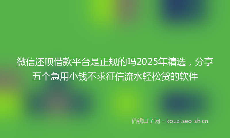 微信还呗借款平台是正规的吗2025年精选，分享五个急用小钱不求征信流水轻松贷的软件