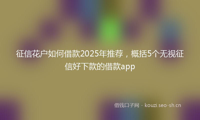 征信花户如何借款2025年推荐，概括5个无视征信好下款的借款app