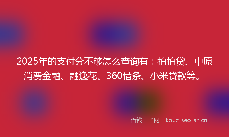 2025年的支付分不够怎么查询有：拍拍贷、中原消费金融、融逸花、360借条、小米贷款等。