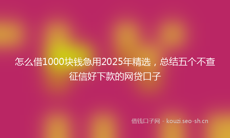 怎么借1000块钱急用2025年精选，总结五个不查征信好下款的网贷口子
