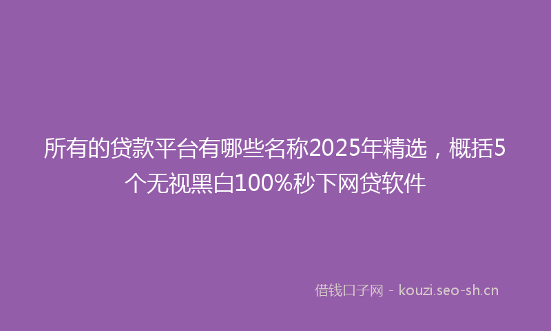 所有的贷款平台有哪些名称2025年精选，概括5个无视黑白100%秒下网贷软件