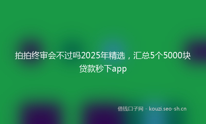 拍拍终审会不过吗2025年精选，汇总5个5000块贷款秒下app