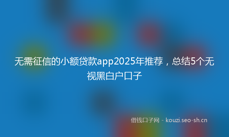 无需征信的小额贷款app2025年推荐，总结5个无视黑白户口子