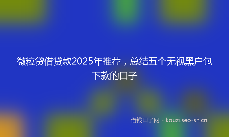 微粒贷借贷款2025年推荐，总结五个无视黑户包下款的口子