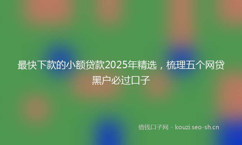 最快下款的小额贷款2025年精选，梳理五个网贷黑户必过口子