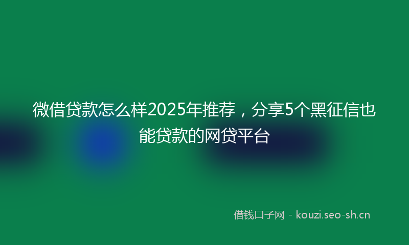 微借贷款怎么样2025年推荐，分享5个黑征信也能贷款的网贷平台