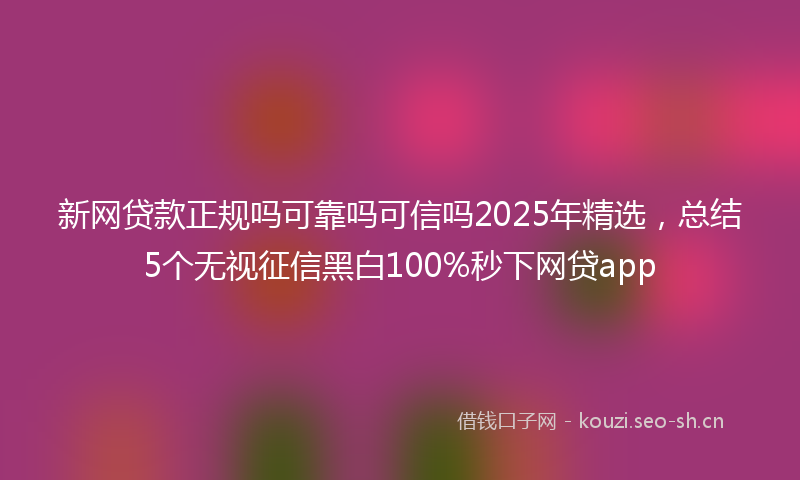 新网贷款正规吗可靠吗可信吗2025年精选，总结5个无视征信黑白100%秒下网贷app