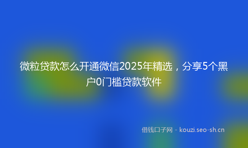 微粒贷款怎么开通微信2025年精选，分享5个黑户0门槛贷款软件