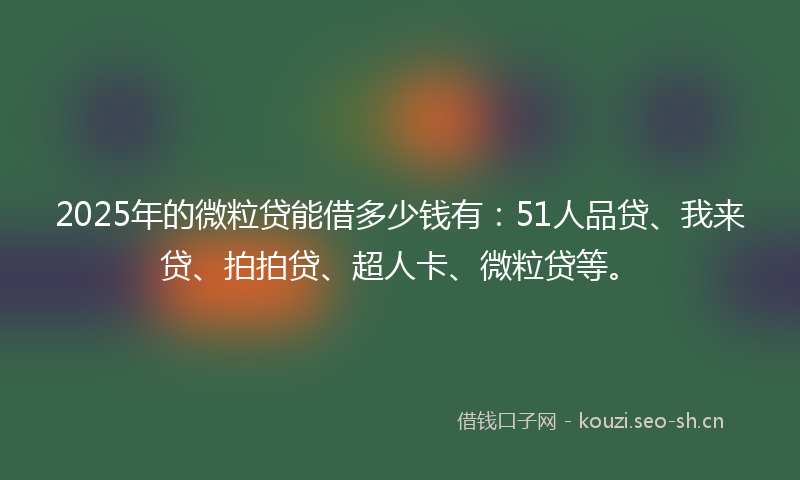 2025年的微粒贷能借多少钱有：51人品贷、我来贷、拍拍贷、超人卡、微粒贷等。