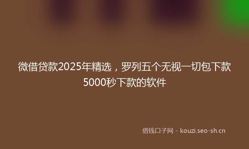 微借贷款2025年精选，罗列五个无视一切包下款5000秒下款的软件