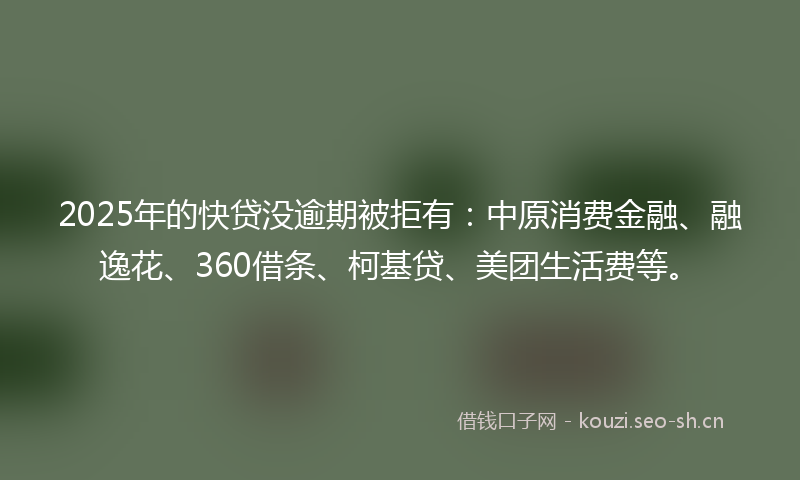 2025年的快贷没逾期被拒有:中原消费金融、融逸花、360借条、柯基贷、美团生活费等。