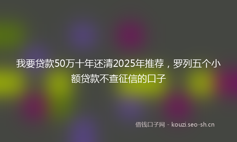 我要贷款50万十年还清2025年推荐，罗列五个小额贷款不查征信的口子