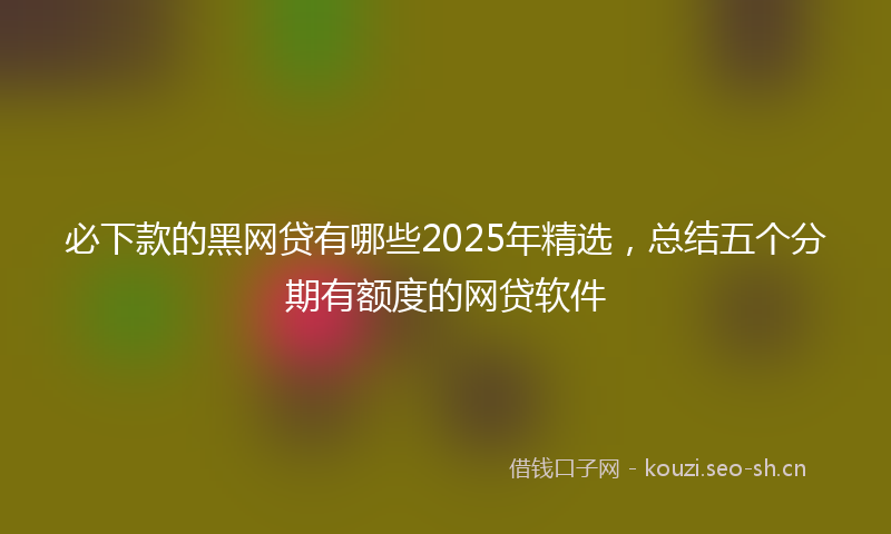 必下款的黑网贷有哪些2025年精选,总结五个分期有额度的网贷软件