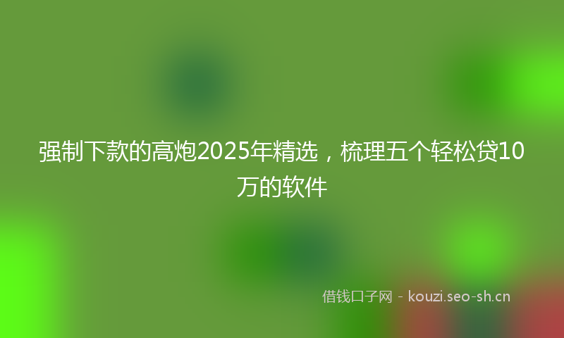 强制下款的高炮2025年精选，梳理五个轻松贷10万的软件