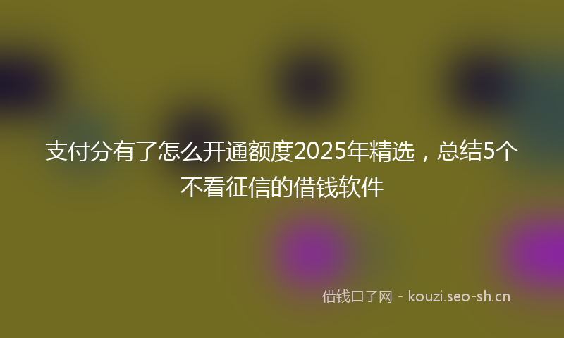 支付分有了怎么开通额度2025年精选，总结5个不看征信的借钱软件