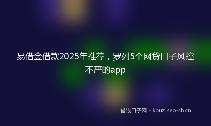 易借金借款2025年推荐，罗列5个网贷口子风控不严的app