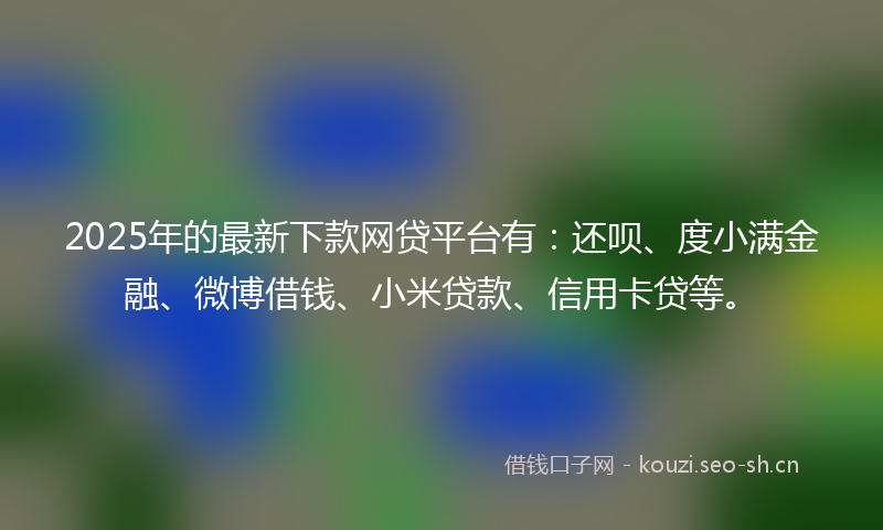 2025年的最新下款网贷平台有：还呗、度小满金融、微博借钱、小米贷款、信用卡贷等。