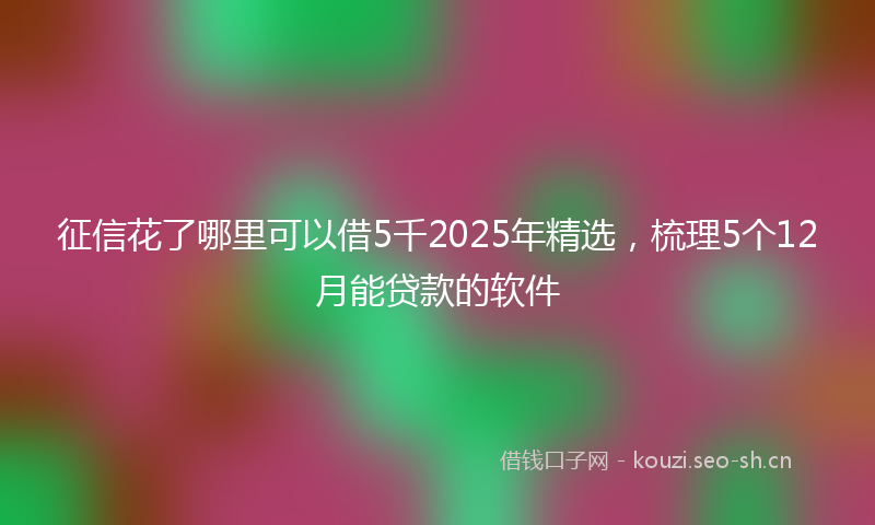 征信花了哪里可以借5千2025年精选，梳理5个12月能贷款的软件