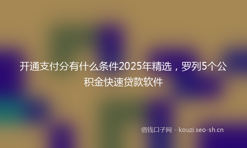 开通支付分有什么条件2025年精选，罗列5个公积金快速贷款软件