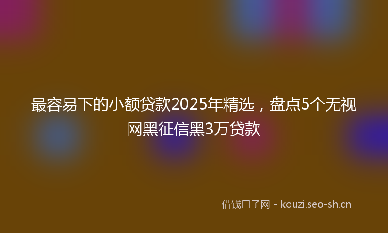 最容易下的小额贷款2025年精选，盘点5个无视网黑征信黑3万贷款