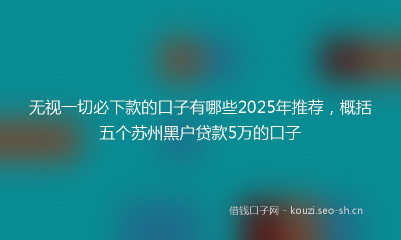 无视一切必下款的口子有哪些2025年推荐，概括五个苏州黑户贷款5万的口子