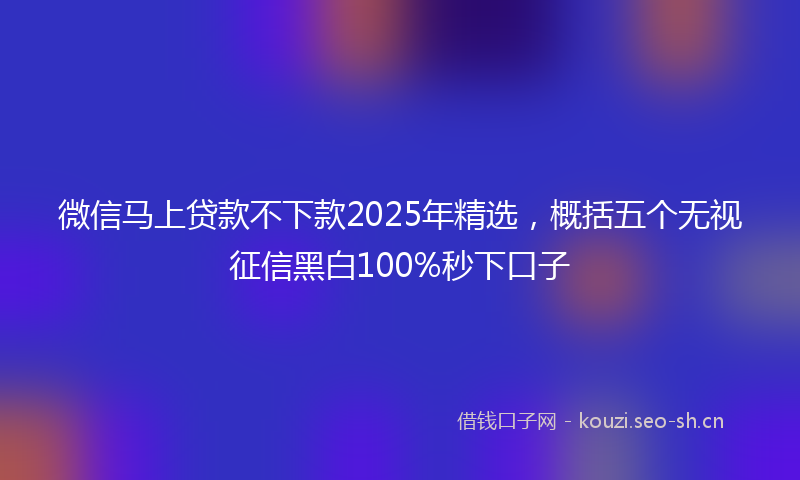 微信马上贷款不下款2025年精选，概括五个无视征信黑白100%秒下口子