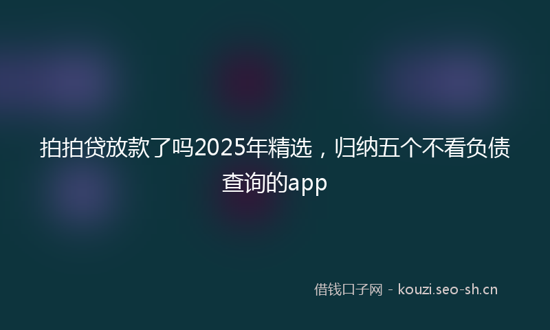 拍拍贷放款了吗2025年精选，归纳五个不看负债查询的app