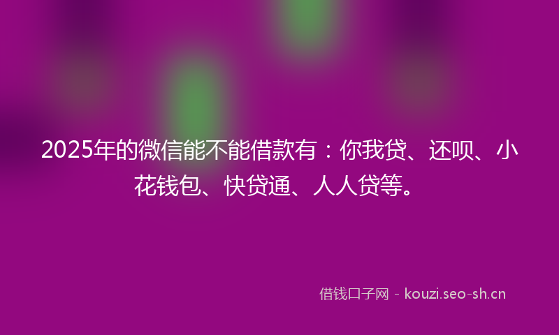 2025年的微信能不能借款有：你我贷、还呗、小花钱包、快贷通、人人贷等。