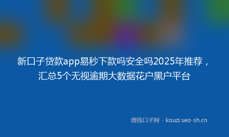 新口子贷款app易秒下款吗安全吗2025年推荐，汇总5个无视逾期大数据花户黑户平台