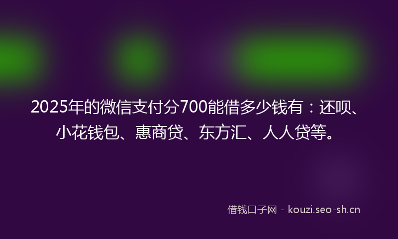2025年的微信支付分700能借多少钱有：还呗、小花钱包、惠商贷、东方汇、人人贷等。
