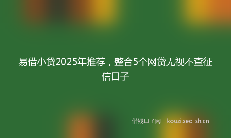 易借小贷2025年推荐，整合5个网贷无视不查征信口子