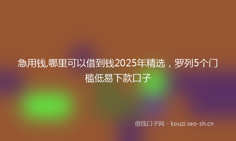 急用钱,哪里可以借到钱2025年精选，罗列5个门槛低易下款口子