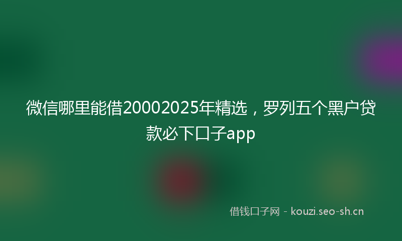 微信哪里能借20002025年精选，罗列五个黑户贷款必下口子app