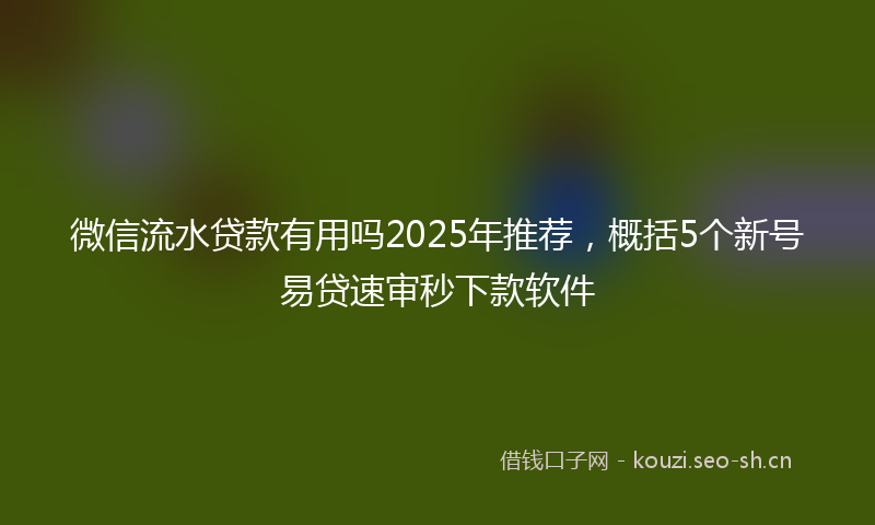 微信流水贷款有用吗2025年推荐，概括5个新号易贷速审秒下款软件