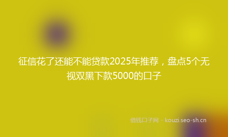 征信花了还能不能贷款2025年推荐,盘点5个无视双黑下款5000的口子