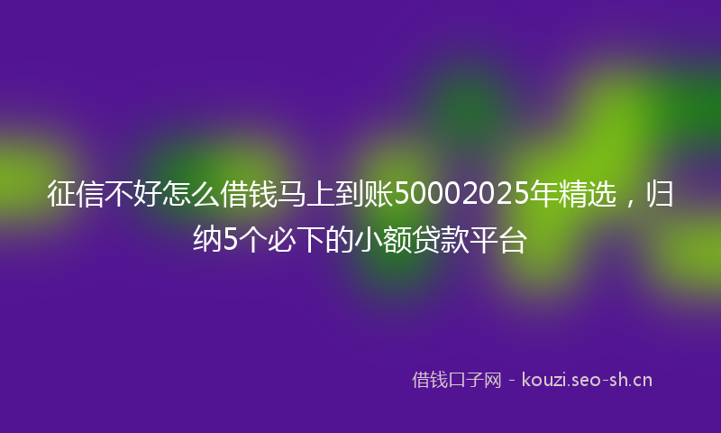 征信不好怎么借钱马上到账50002025年精选，归纳5个必下的小额贷款平台
