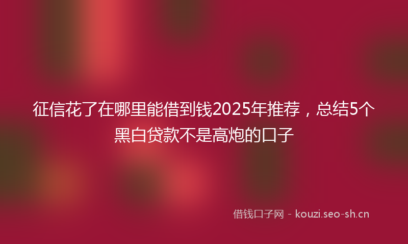 征信花了在哪里能借到钱2025年推荐，总结5个黑白贷款不是高炮的口子