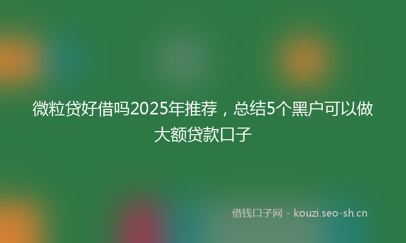 微粒贷好借吗2025年推荐，总结5个黑户可以做大额贷款口子