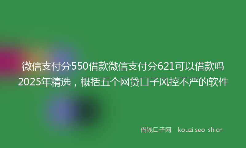 微信支付分550借款微信支付分621可以借款吗2025年精选，概括五个网贷口子风控不严的软件